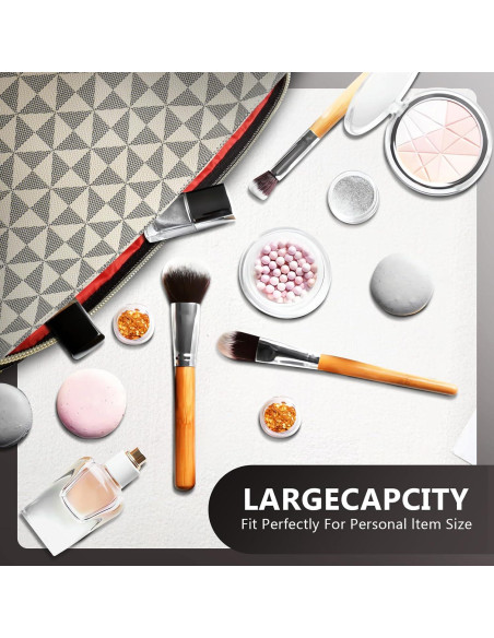 Bolsa de Maquillaje Grande Impermeable HX008 - Neceser Cosmético Beige/Negro