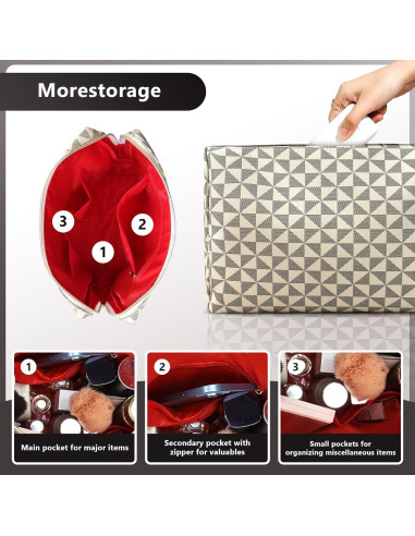 Bolsa de Maquillaje Grande Impermeable HX008 - Neceser Cosmético Beige/Negro