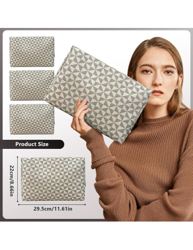 Bolsa de Maquillaje Grande Impermeable HX008 - Neceser Cosmético Beige/Negro