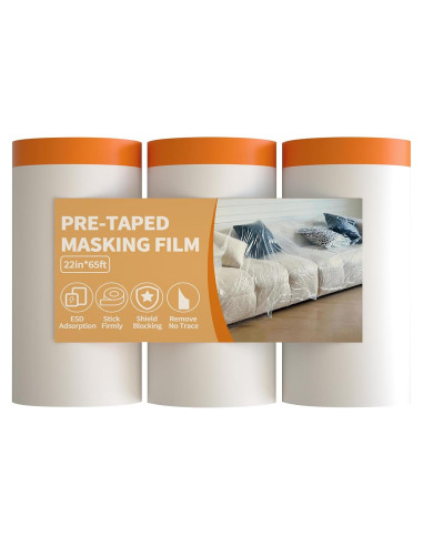 Película de Enmascarar Pre-Tapeada Anyknow 55.88 cm x 19.81 m - 3 Rollos