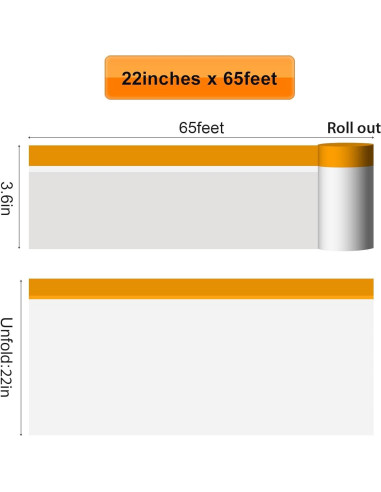 Película de Enmascarar Pre-Tapeada Anyknow 55.88 cm x 19.81 m - 3 Rollos