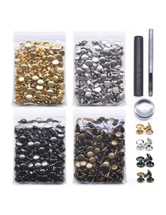 400 Remaches de Cuero Metálicos 9x10mm con Herramientas N/H