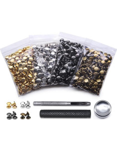 400 Remaches de Cuero Metálicos 9x10mm con Herramientas N/H 2