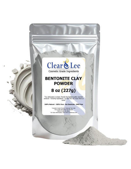Polvo de Arcilla Bentonita ClearLee 226.8 g - Grado Cosmético Puro