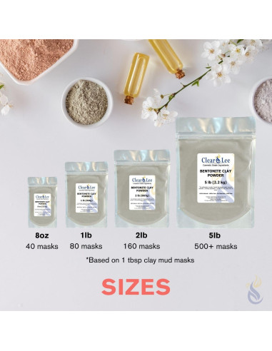 Polvo de Arcilla Bentonita ClearLee 226.8 g - Grado Cosmético Puro