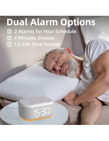 Reloj Despertador Digital LazyNight con Sonidos y Luz Nocturna