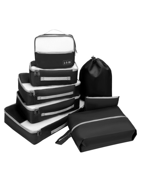 Set de Cubos de Empaque Dec-Mec 8 Piezas Negro Organizador