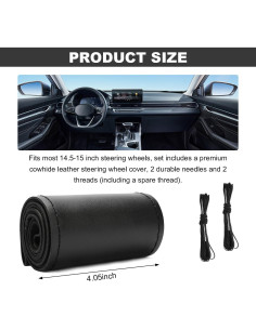 Cubierta de Volante de Cuero Genuino Wevdn 15" Antideslizante 2