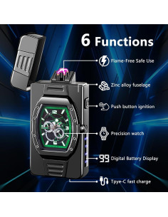 Encendedor Plasma Recargable TIKIUKI Verde Hielo Lujo USB 2