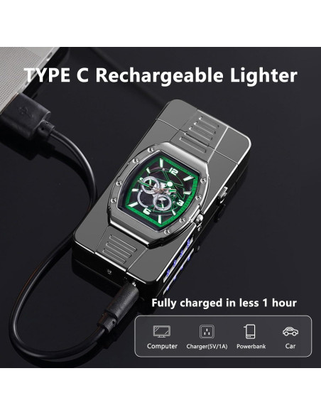 Encendedor Plasma Recargable TIKIUKI Verde Hielo Lujo USB