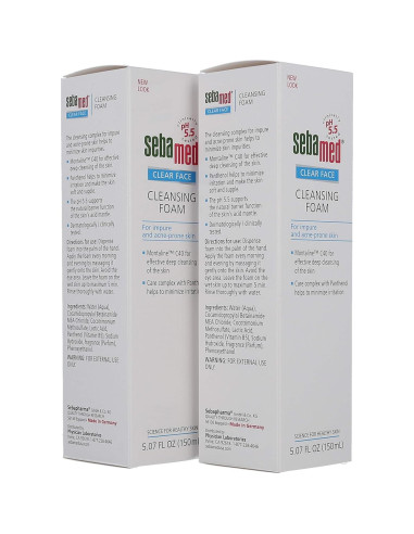 Espuma Limpiadora Facial Sebamed 2x425g Piel Grasa Acné