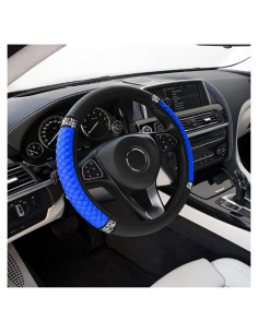 Cubierta de Volante de Cuero PU Middrivr 15 Pulgadas con Rhinestones