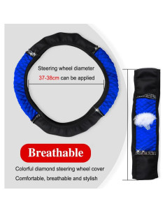 Cubierta de Volante de Cuero PU Middrivr 15 Pulgadas con Rhinestones 2