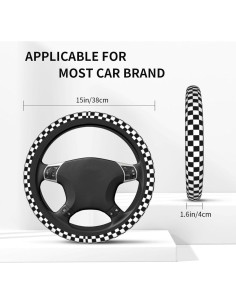 Funda de Volante Antideslizante Yobvec Cuadros 37-39 cm 2