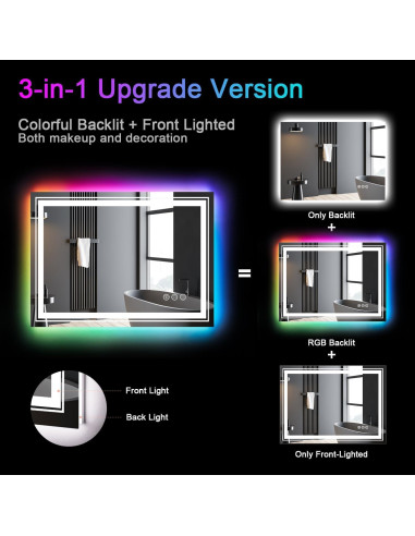 Espejo LED Snowdool 50.8x71.1 cm con Retroiluminación RGB