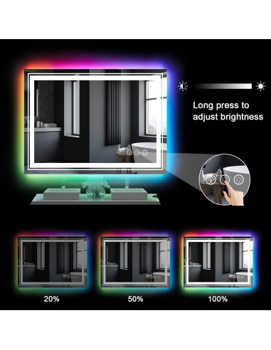Espejo LED Snowdool 50.8x71.1 cm con Retroiluminación RGB