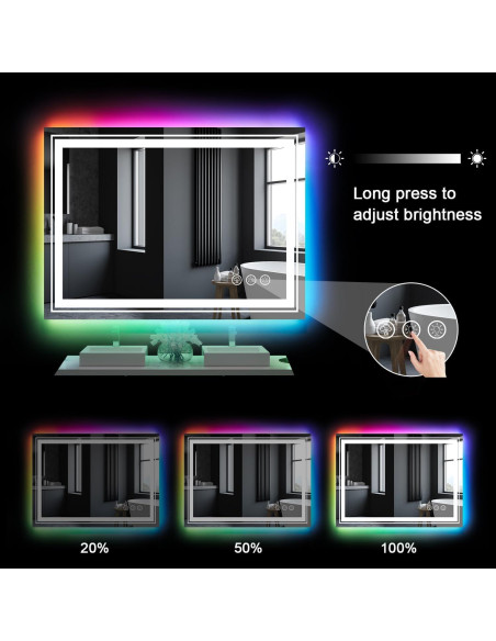 Espejo LED Snowdool 50.8x71.1 cm con Retroiluminación RGB