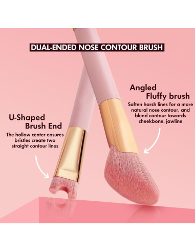 Brocha de Contorno de Nariz 2-en-1 Yuanxiang Rosa