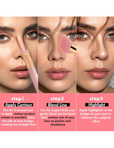 Brocha de Contorno de Nariz 2-en-1 Yuanxiang Rosa