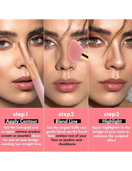 Brocha de Contorno de Nariz 2-en-1 Yuanxiang Rosa