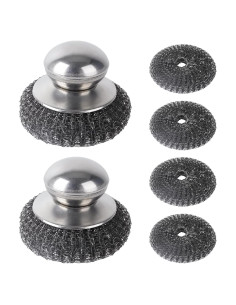 Set 2 Estropajos de Acero Inoxidable con 4 Almohadillas Qiuruoo