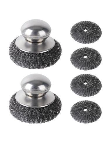 Set 2 Estropajos de Acero Inoxidable con 4 Almohadillas Qiuruoo