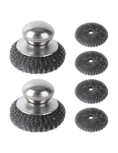 Set 2 Estropajos de Acero Inoxidable con 4 Almohadillas Qiuruoo