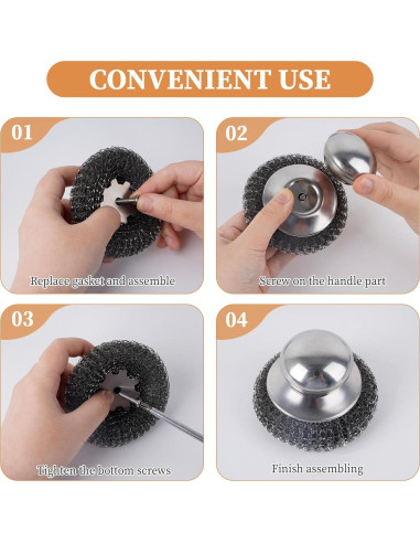 Set 2 Estropajos de Acero Inoxidable con 4 Almohadillas Qiuruoo