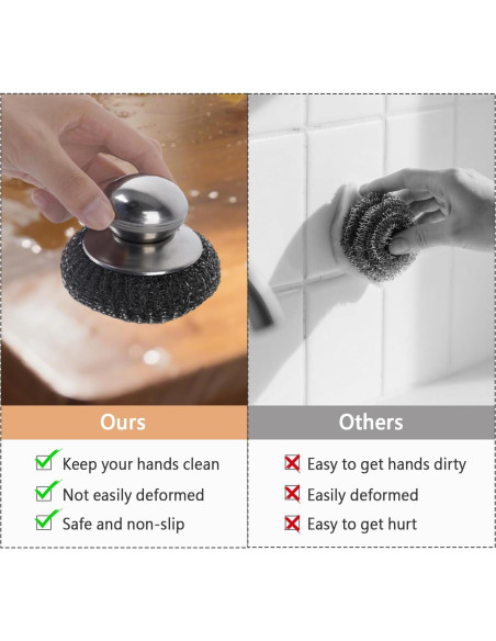 Set 2 Estropajos de Acero Inoxidable con 4 Almohadillas Qiuruoo