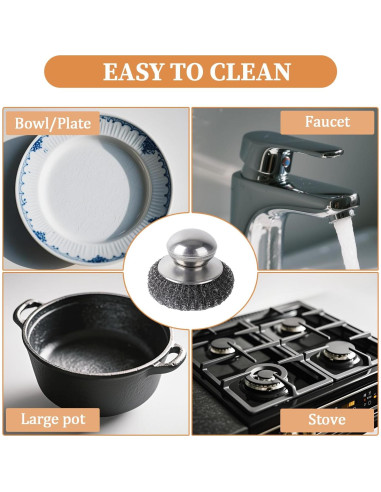 Set 2 Estropajos de Acero Inoxidable con 4 Almohadillas Qiuruoo