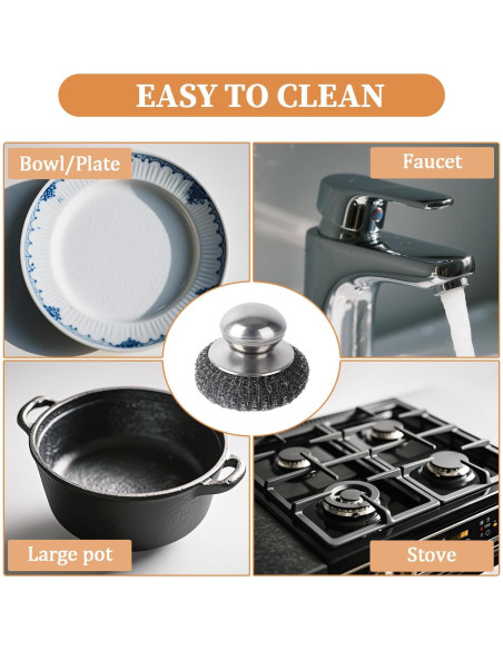 Set 2 Estropajos de Acero Inoxidable con 4 Almohadillas Qiuruoo