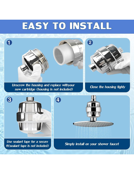 Paquete de 4 cartuchos de filtro de ducha Waai Richeraza 20 etapas