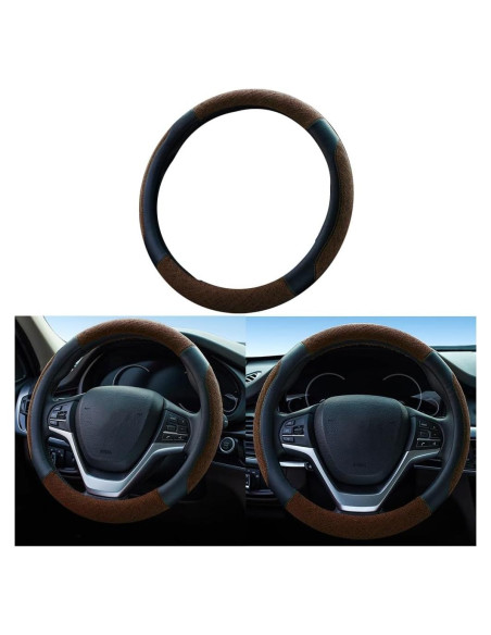 Cubierta de Volante Zipelo 38cm Lino Antideslizante Negro/Café