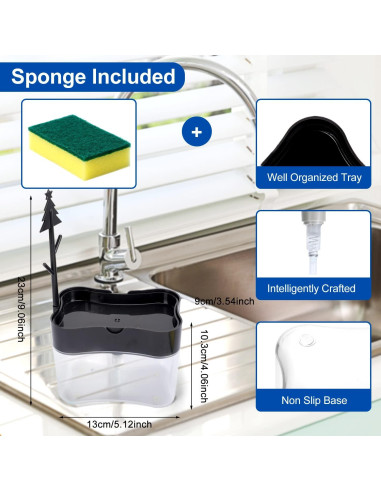 Dispensador de Jabón LIFEEZY 13 oz ABS Gris con Caddy