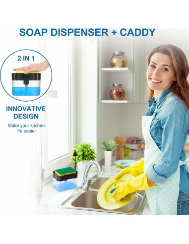 Dispensador de Jabón LIFEEZY 13 oz ABS Gris con Caddy