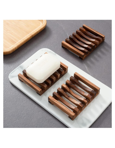 Set de 3 Platos de Jabón de Madera Vowupt, Rectangulares, 13.78x8.51cm