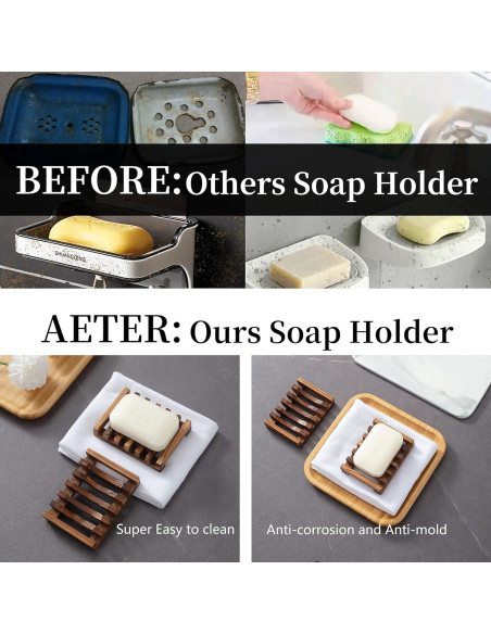 Set de 3 Platos de Jabón de Madera Vowupt, Rectangulares, 13.78x8.51cm