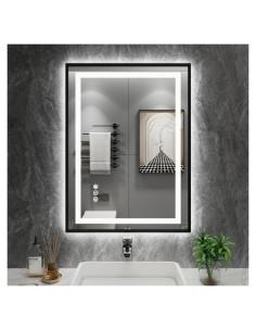 Espejo de Baño LED Amorho 71.1x50.8cm Marco Negro