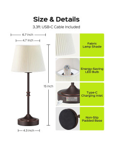 Lámpara de Mesa LED Inalámbrica JACKYLED 5400mAh Bronce 2