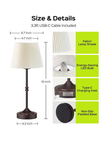 Lámpara de Mesa LED Inalámbrica JACKYLED 5400mAh Bronce