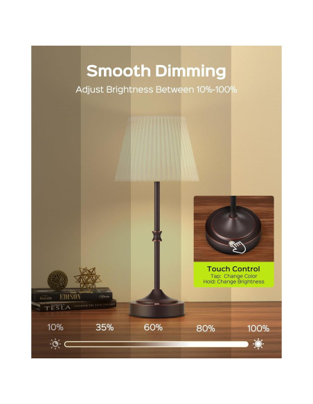 Lámpara de Mesa LED Inalámbrica JACKYLED 5400mAh Bronce