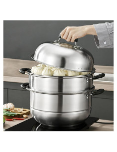 Olla Vapor MANO 28 cm Acero Inoxidable Doble Capa Multifuncional