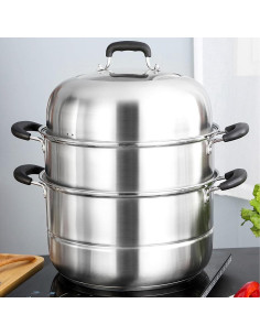 Olla Vapor MANO 28 cm Acero Inoxidable Doble Capa Multifuncional 2