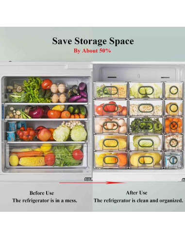 Cajones de Almacenamiento para Refrigerador UNIKON 6 PCS Verde