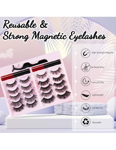 Kit de Pestañas Magnéticas YUNINFANG 10 Pares Reutilizables