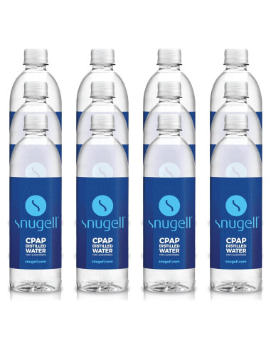 Agua Destilada Snugell para Máquinas CPAP - 12 Botellas de 591 ml