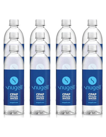 Agua Destilada Snugell para Máquinas CPAP - 12 Botellas de 591 ml