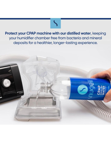 Agua Destilada Snugell para Máquinas CPAP - 12 Botellas de 591 ml
