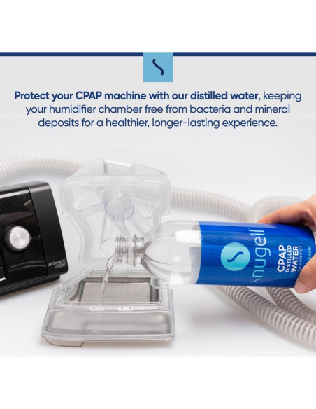 Agua Destilada Snugell para Máquinas CPAP - 12 Botellas de 591 ml