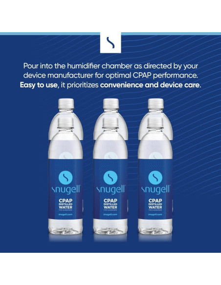 Agua Destilada Snugell para Máquinas CPAP - 12 Botellas de 591 ml